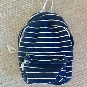 Brandy Melville Navy and Cream Stripped Backpack